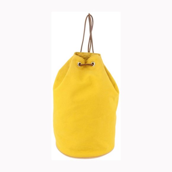 Hermès Yellow Canvas Sac Polochon Mimile Drawstring Backpack 913her18 - Picture 1 of 12